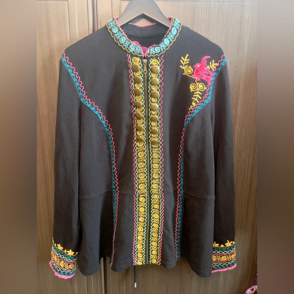 Sold! Hold for Cindy 
Double D Ranch Black Boho Jacket with Colorful
